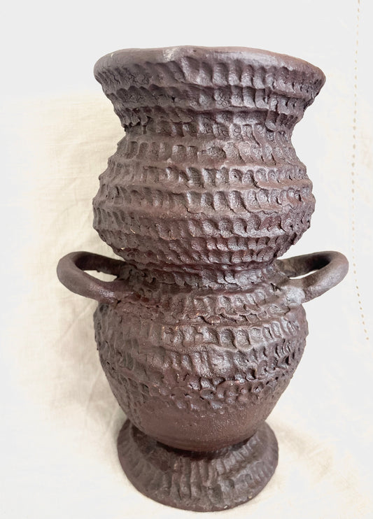 Textured Lines Iron Oxide Vase XI