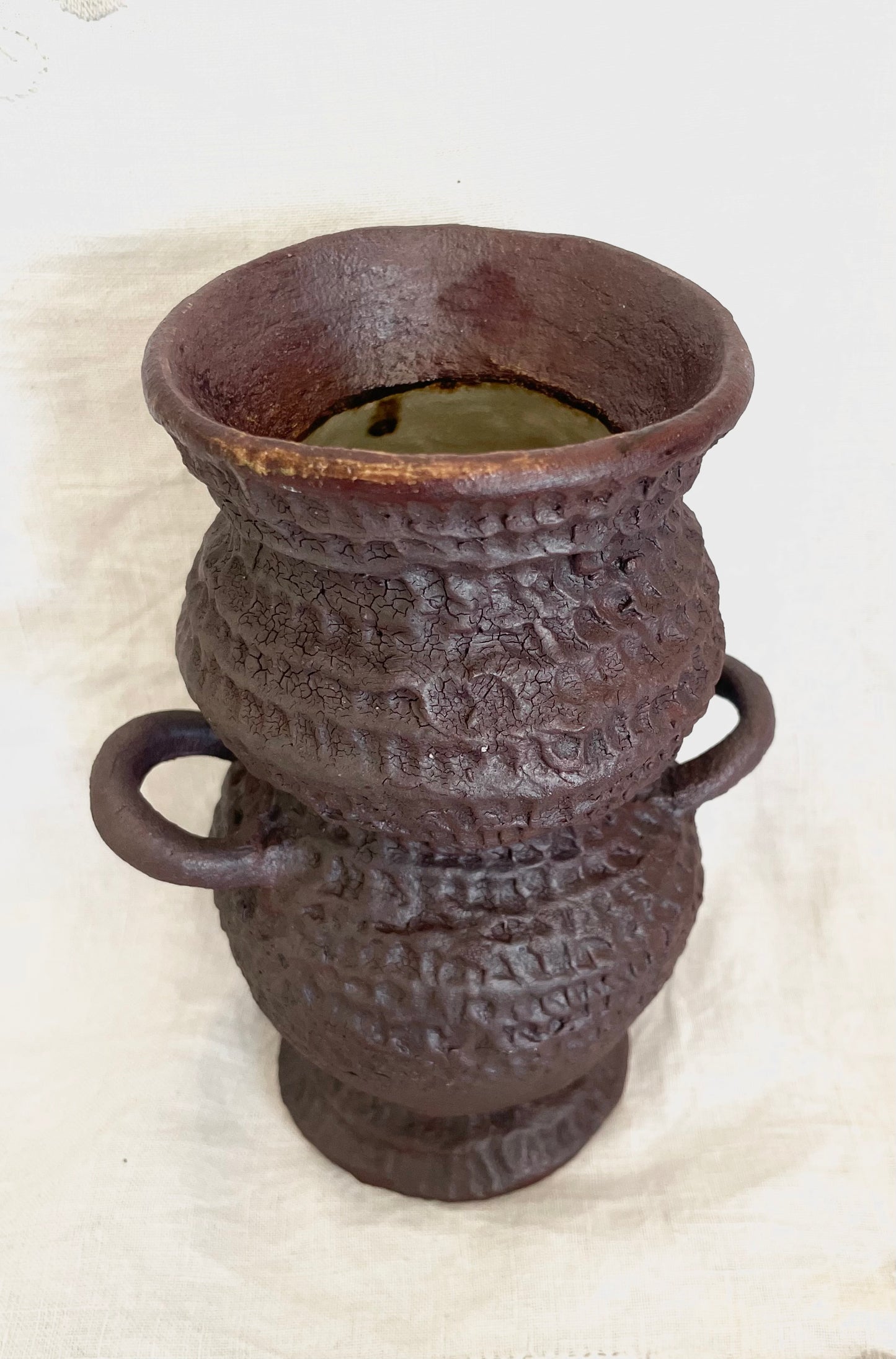 Textured Lines Iron Oxide Vase XI