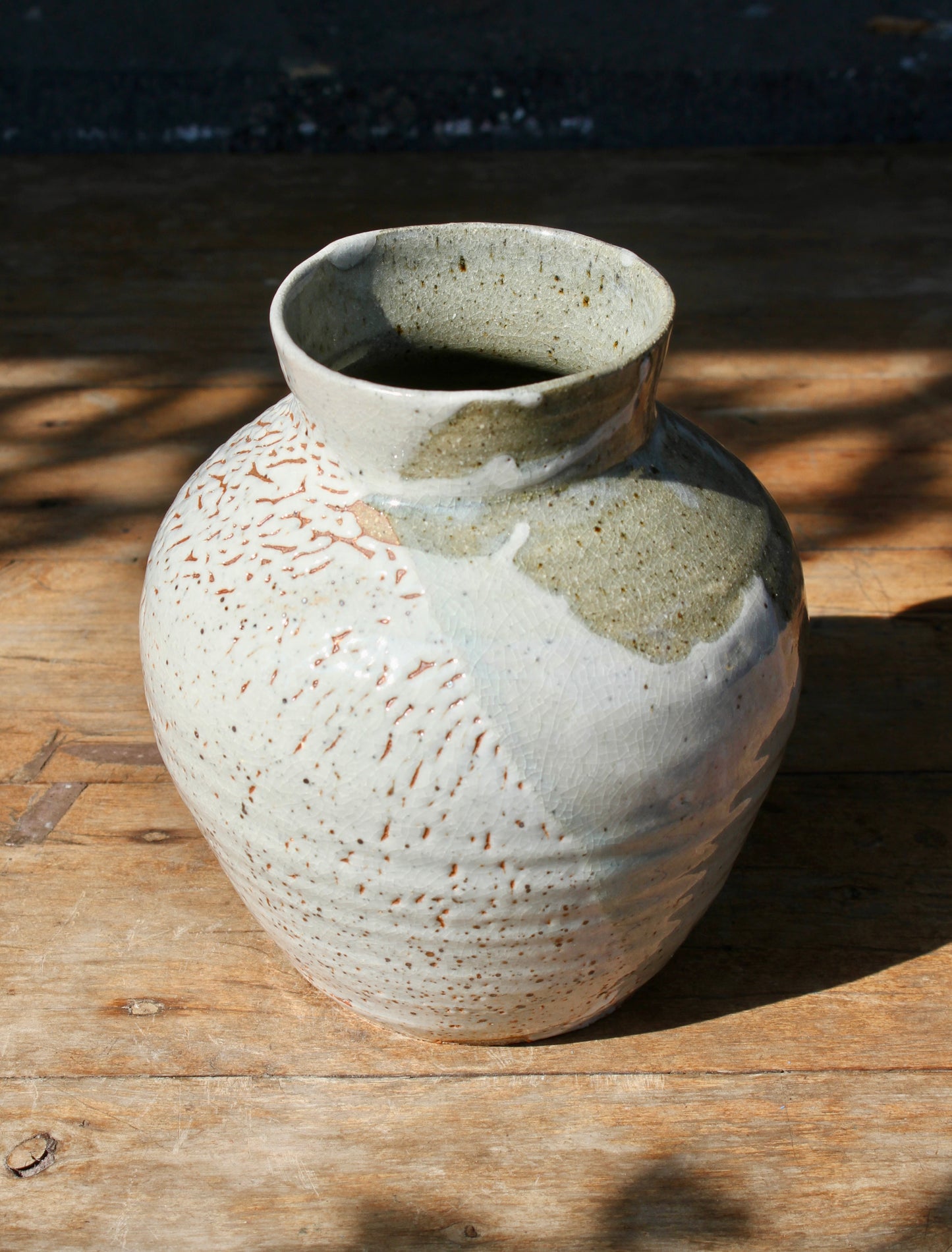 Shino and Wood Ash Flower Vase