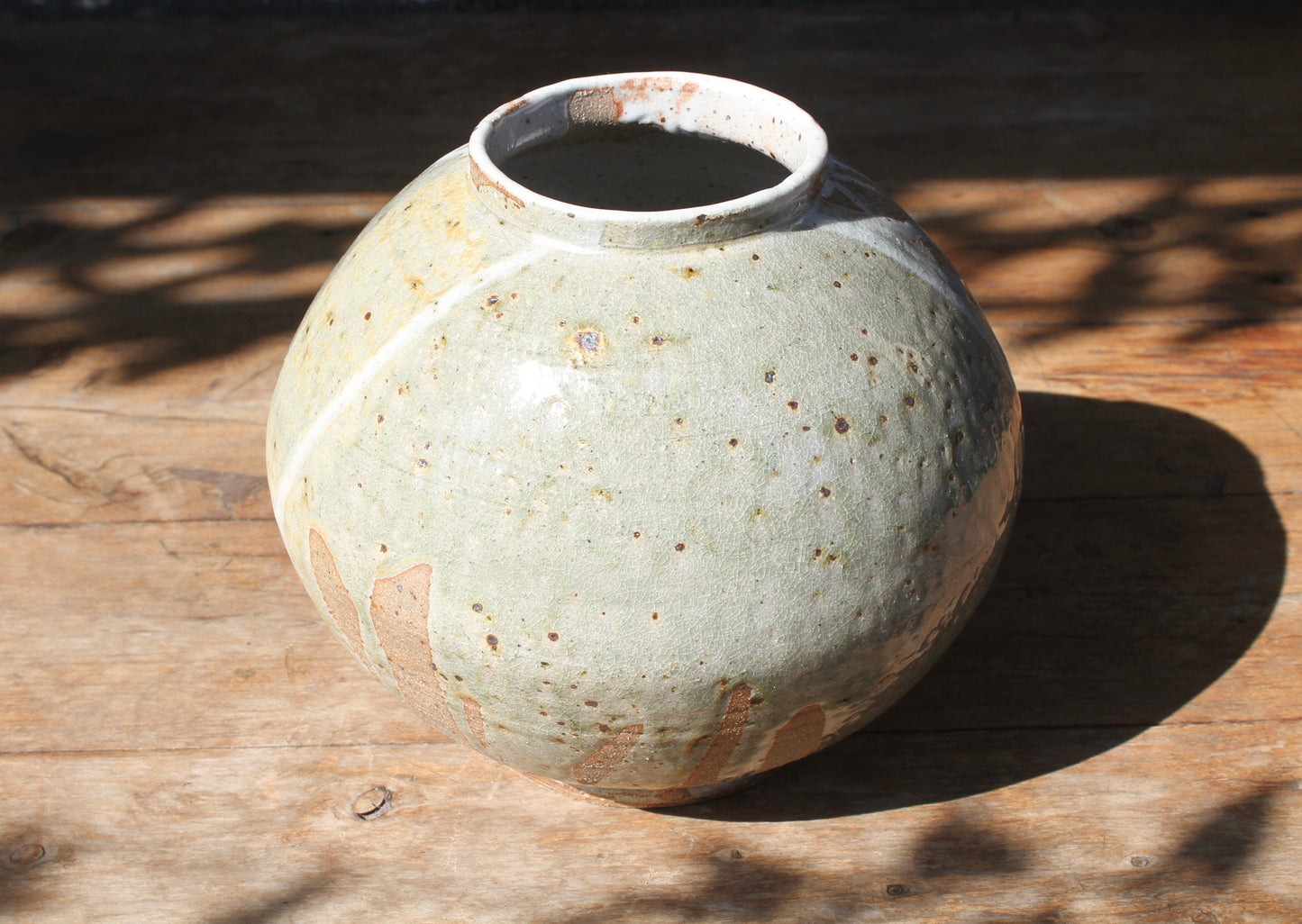 Wood Ash and Shino Moon Jar