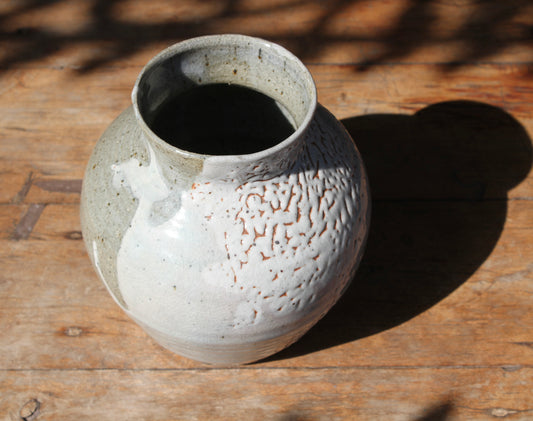 Shino and Wood Ash Flower Vase