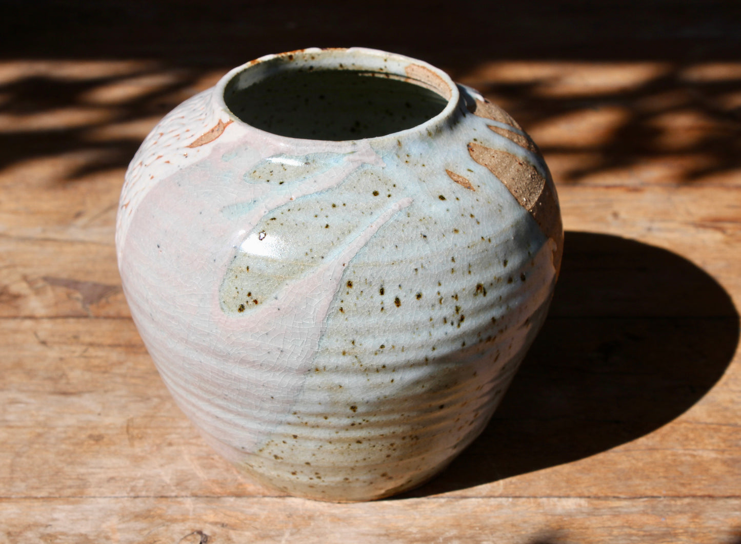 Wood Ash and Crawling Shino Moon Jar