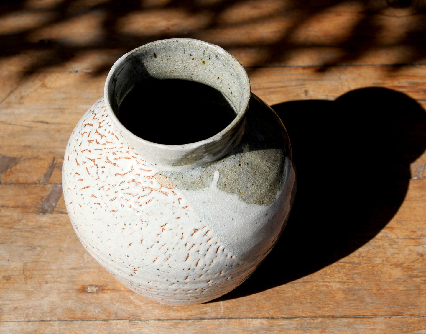 Shino and Wood Ash Flower Vase