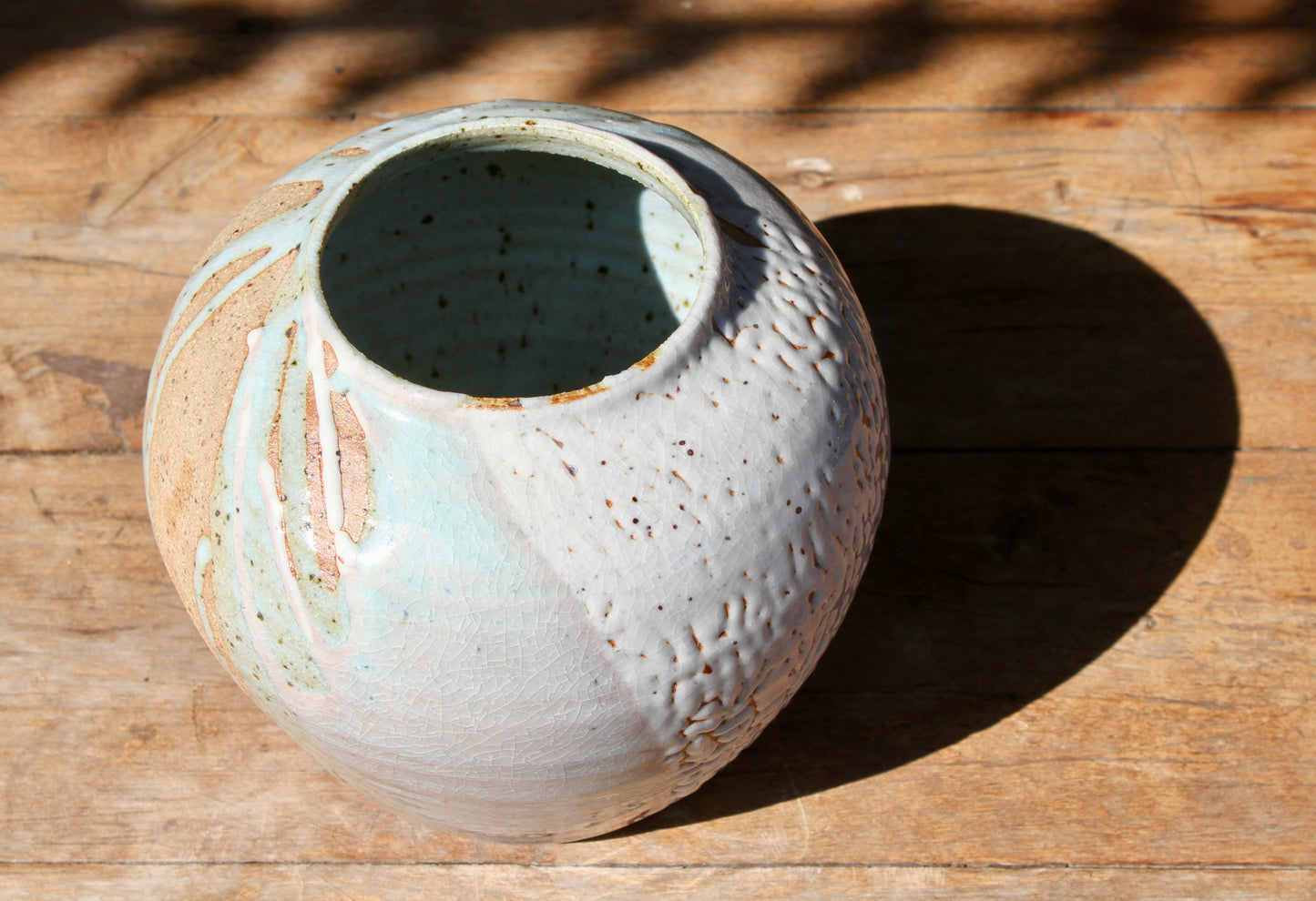 Wood Ash and Crawling Shino Moon Jar