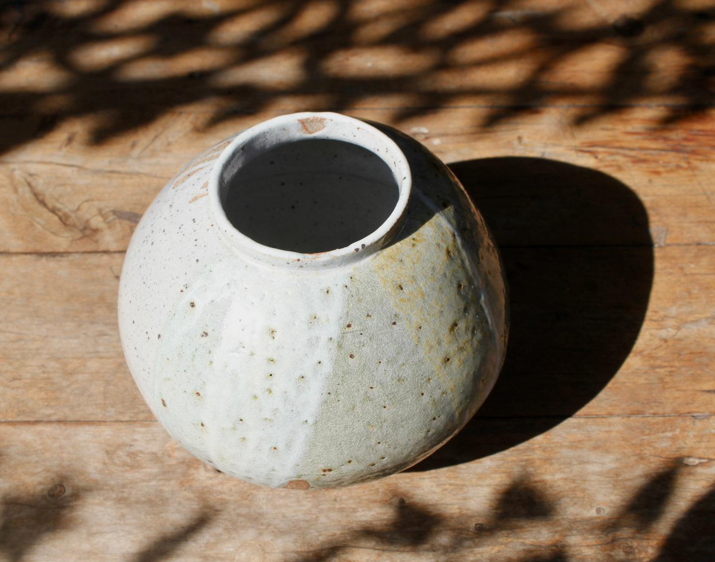 Wood Ash and Shino Moon Jar