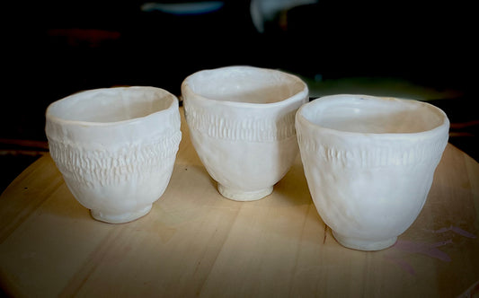 Textured Lines Tumblers in White